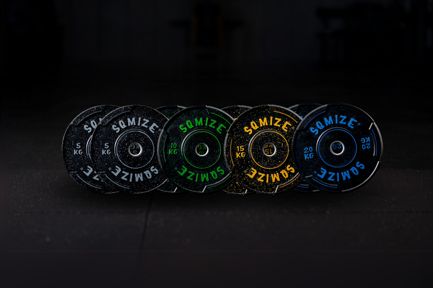Premium Bison Colored Bumper Plate Set SQMIZE® V-CRBP, 70 - 150 kg