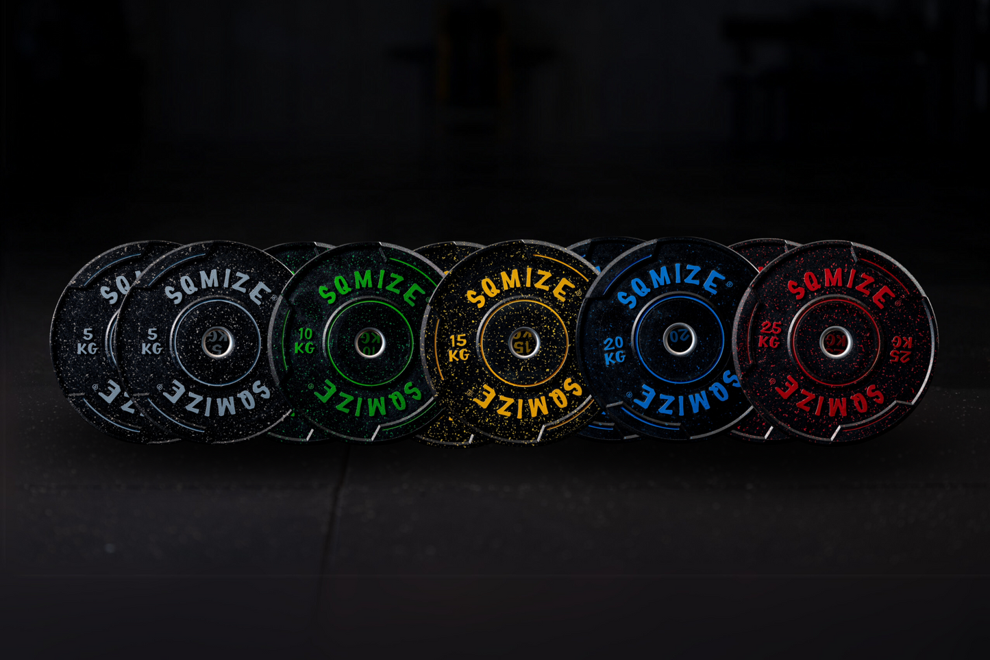 Premium Bison Colored Bumper Plate Set SQMIZE® V-CRBP, 70 - 150 kg
