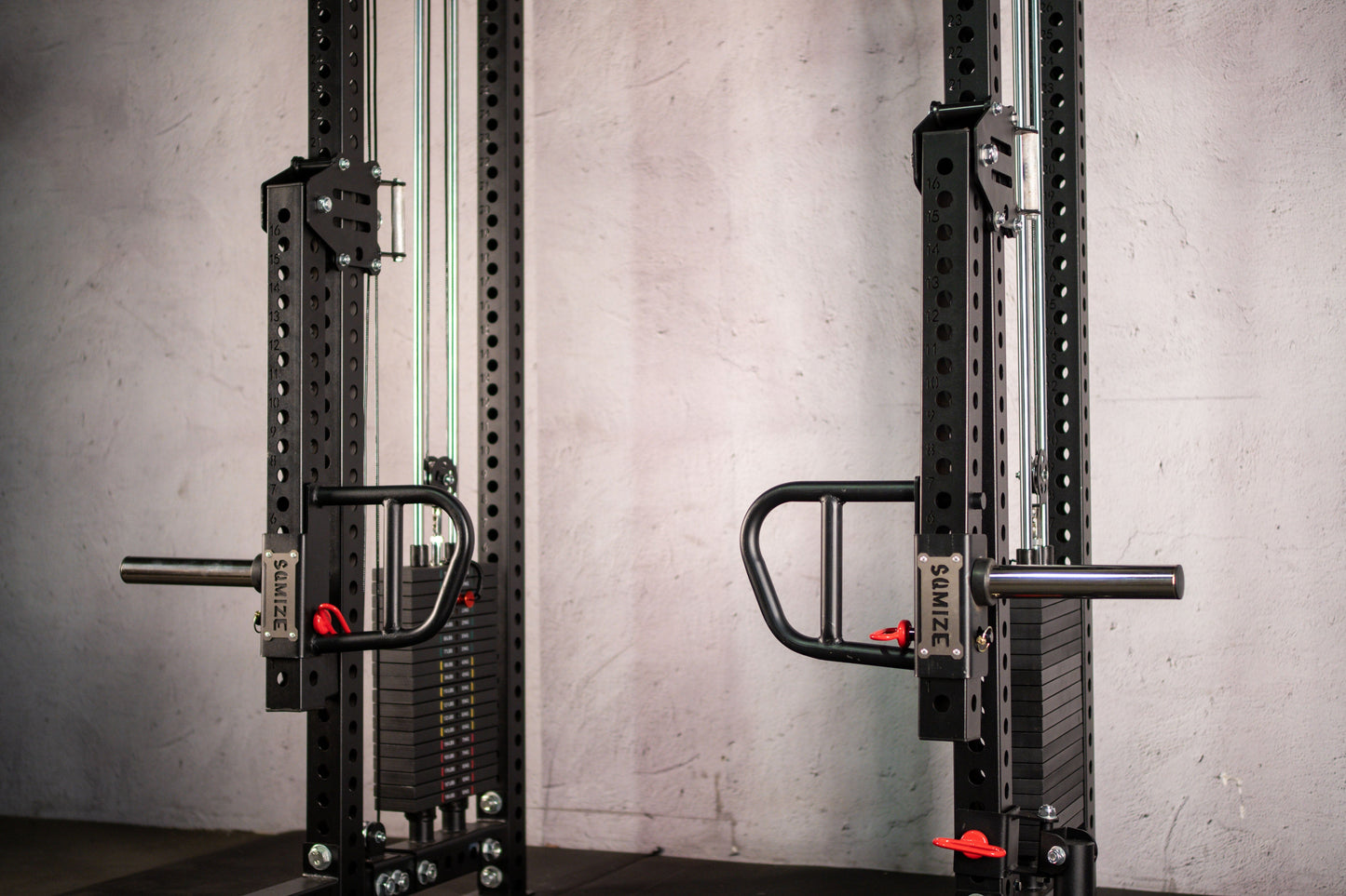 Twin-Power Rack & Kabelzugstation: Twin-Power Gym SQMIZE® ELITE CLUB SQ-S855-90, Kabelzugstation & Half Rack, Höhe 215 cm www.simpleproducts.at 